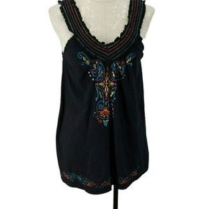 Adobe star embroidered hobo black medium tank top‎
